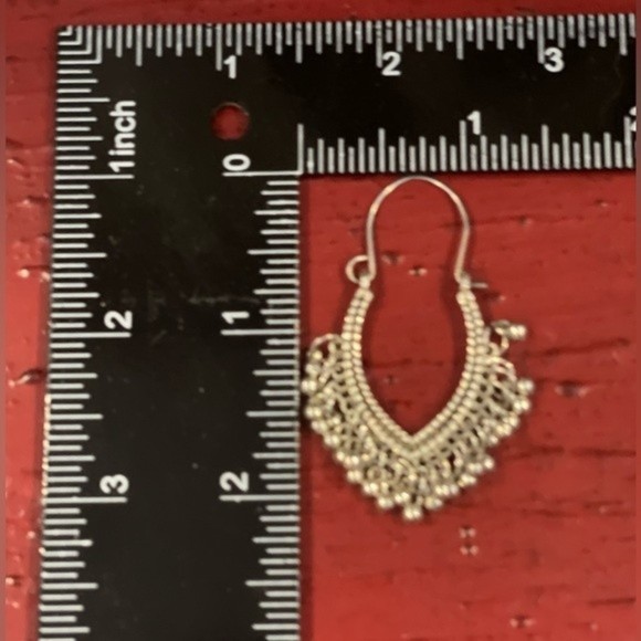 VTG Silver Tone Beaded Dangle Earrings # 227 - Picture 3 of 4